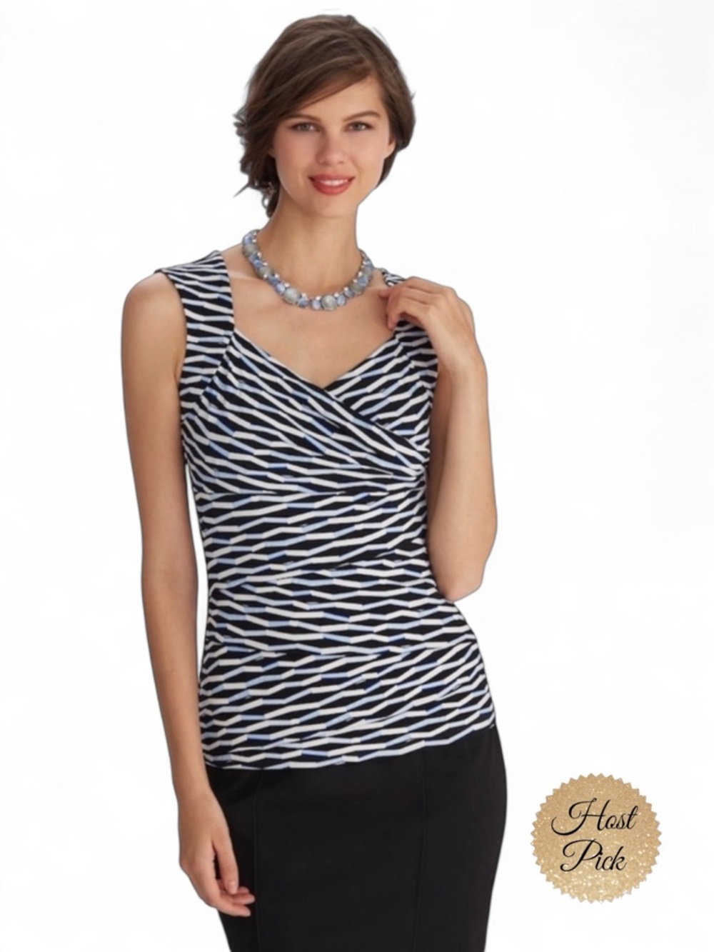 WHBM Sleeveless Seamed Printed Shell Top